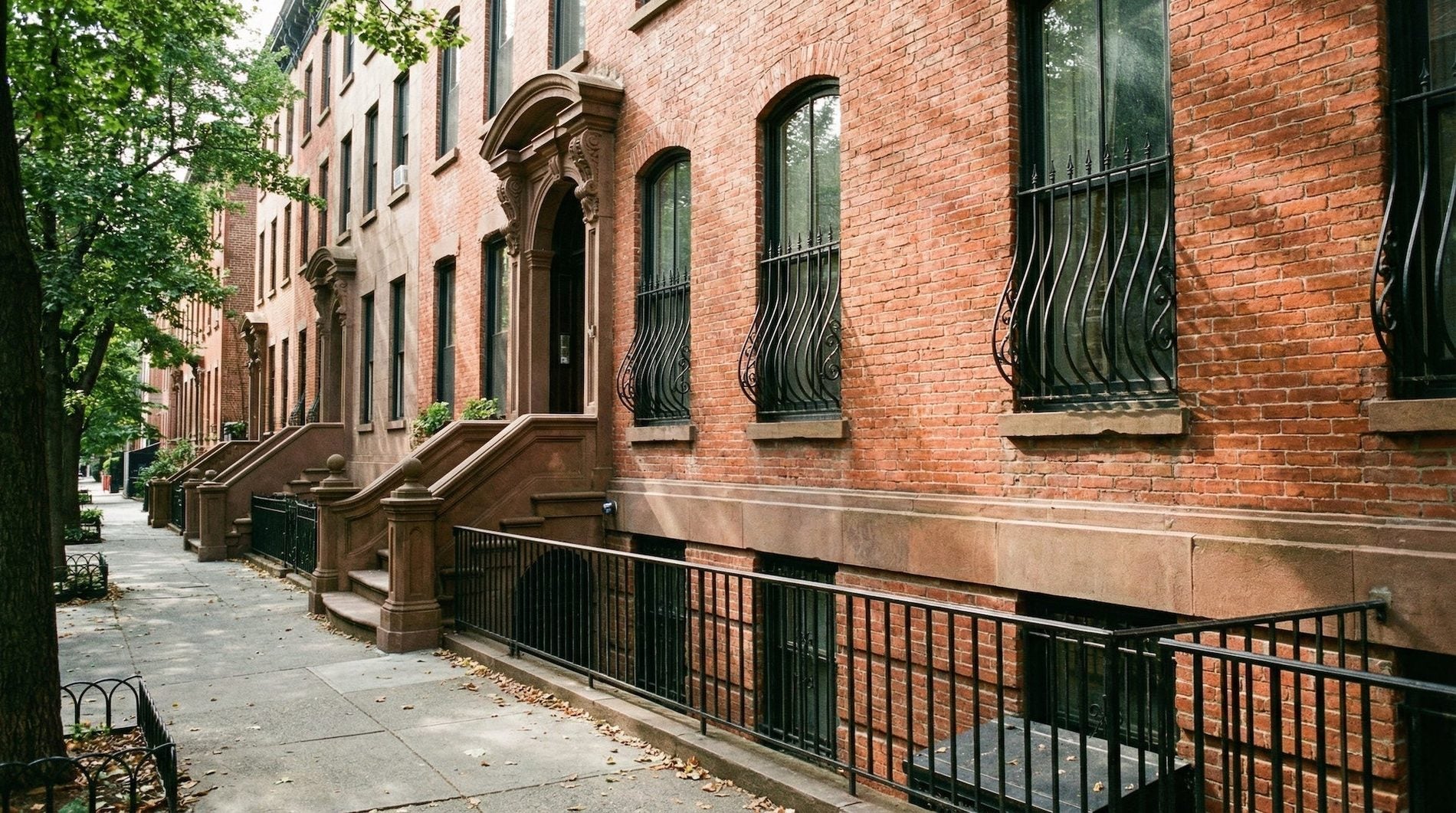 Harlem Manhattan townhouse reclaimed red bricks