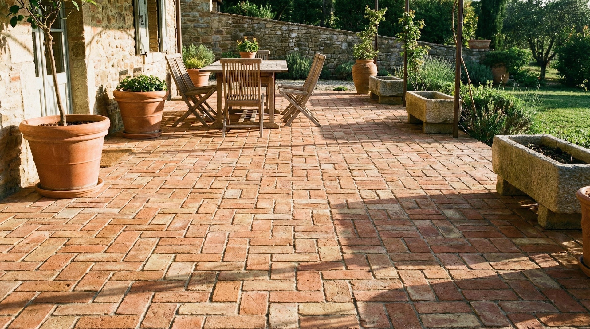 Reclaimed patio bricks