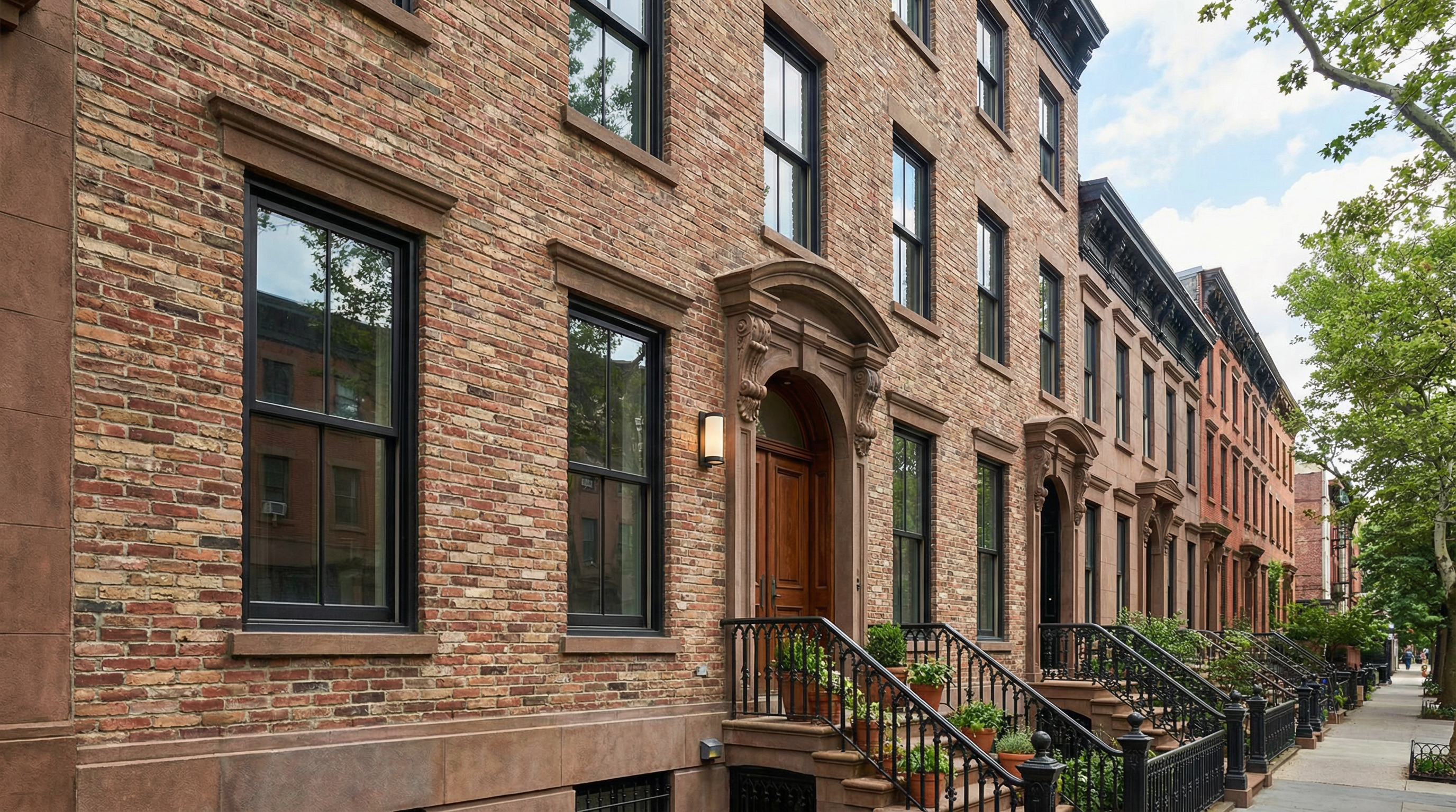 Bushwick townhouse reclaimed red brick facade