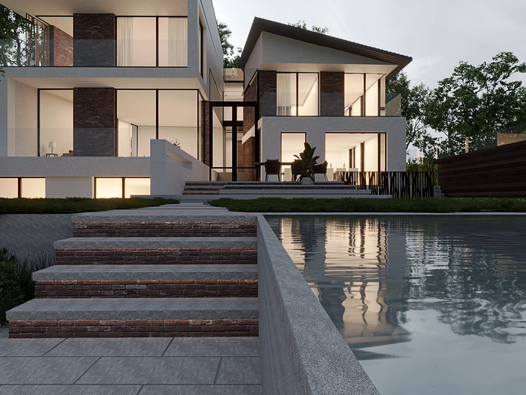 Modern Hamptons Residence with Reclaimed Bricks and Granite Stonework