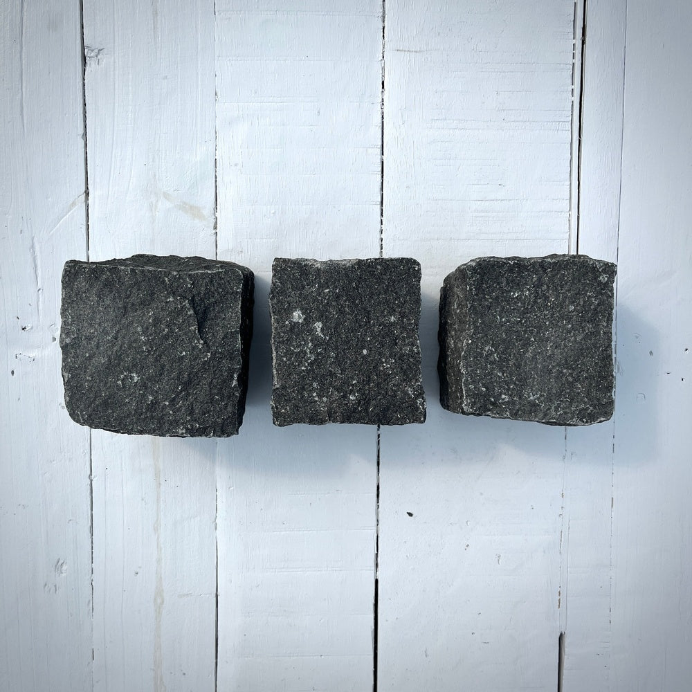 Chief Bricks Reclaimed stones New Granite Cube Belgian Block 4" x 4" x 4" – Grey, Black 2