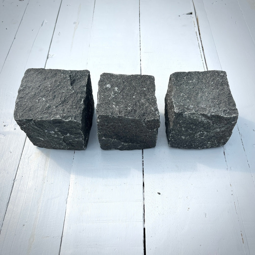 Chief Bricks Reclaimed stones New Granite Cube Belgian Block 4" x 4" x 4" – Grey, Black 3
