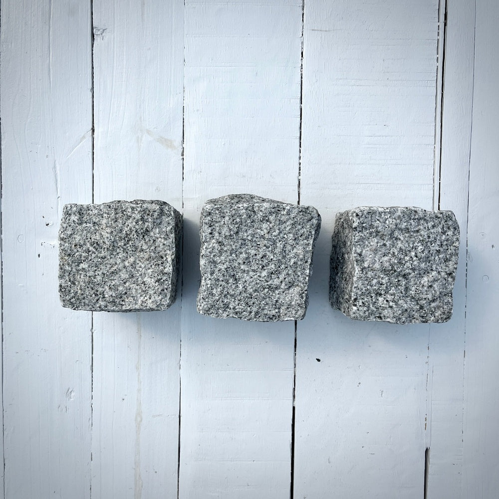 Chief Bricks Reclaimed stones New Granite Cube Belgian Block 4" x 4" x 4" – Grey, Black 8