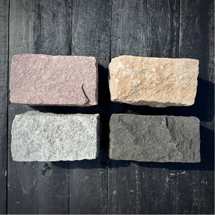 New Regulation Granite Belgian Block 9” x 5” x 5” – Grey, Pink, Buff, Black