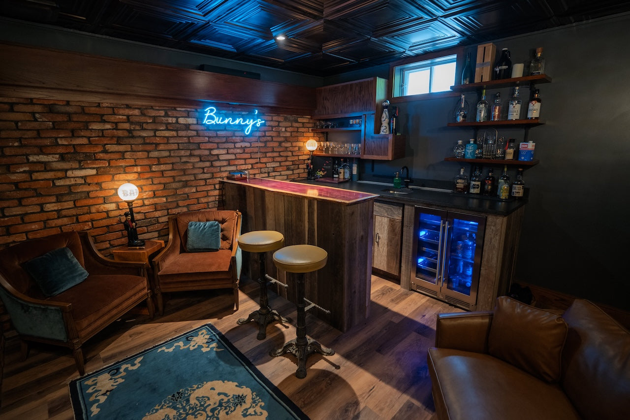 Residential Speakeasy in Friends Lake, NY | Reclaimed Thin Brick Wall Veneer
