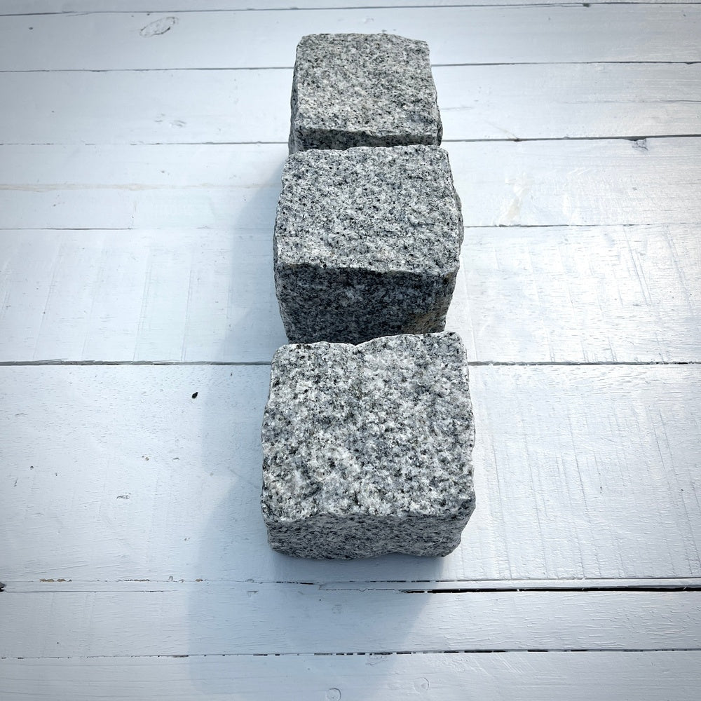Chief Bricks Reclaimed stones New Granite Cube Belgian Block 4" x 4" x 4" – Grey, Black 10