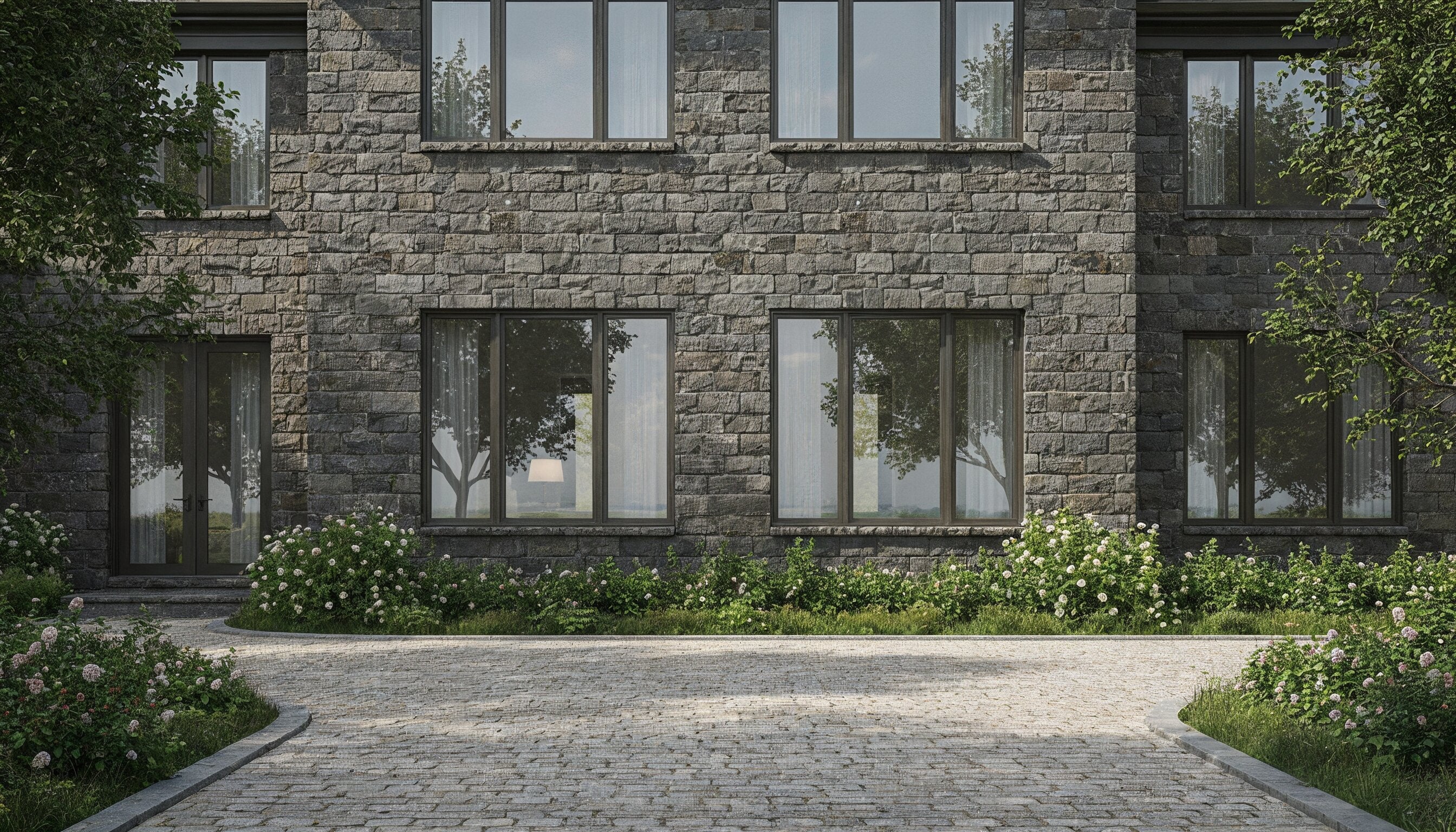 Thin cobblestone wall veneer from reclaimed jumbo belgian blocks